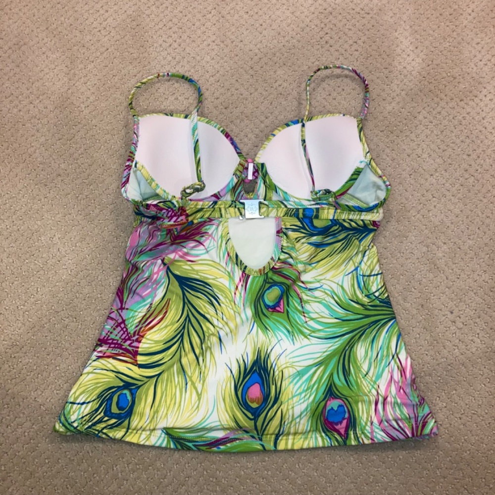 Nanette Lepore Tankini XS Central Park Honey Peacock Feathers - Picture 2 of 4